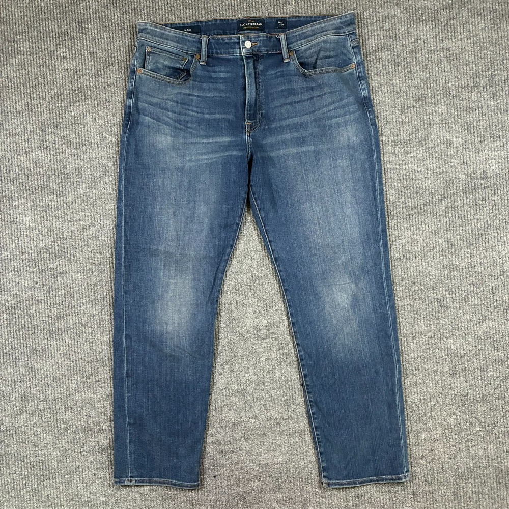 Lucky Brand 121 Slim Jeans Mens Size 38x30 Blue Denim Straight Leg Mid Rise